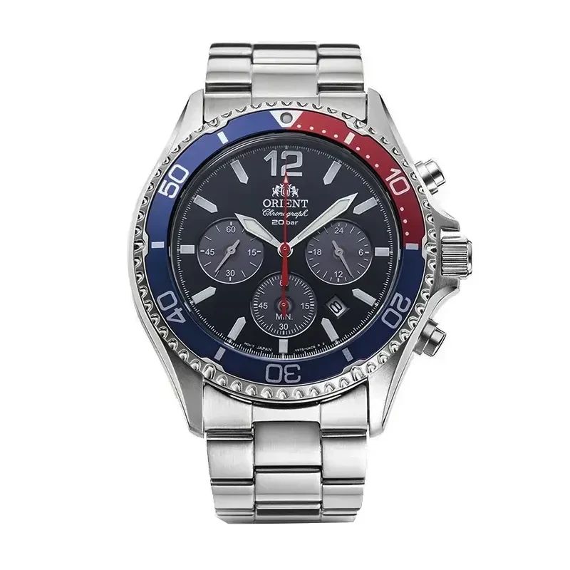 Orient Mako Solar Chrono Red Blue Dial Men's Watch- RA-TX0201L